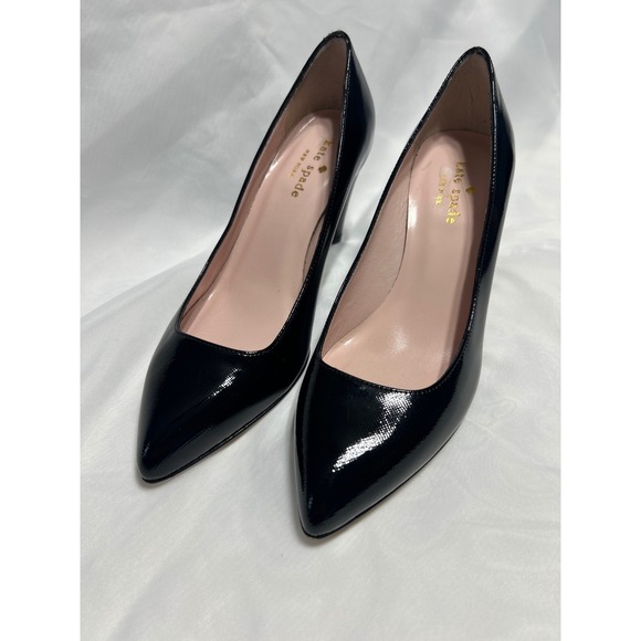 Kate Spade New York Black Patent Leather Pointed Toe Heels Pumps Women Shoes